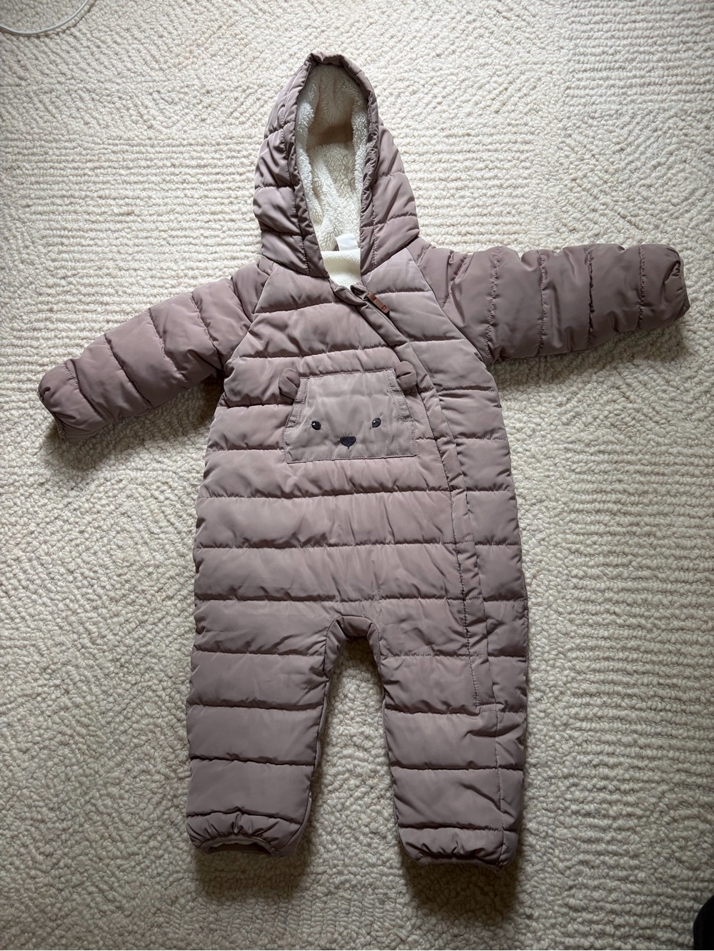 H&M Quilted Hooded One-Piece in Taupe